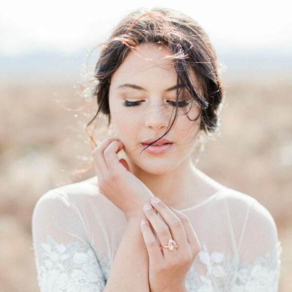Model with natural makeup and simple hairstyle